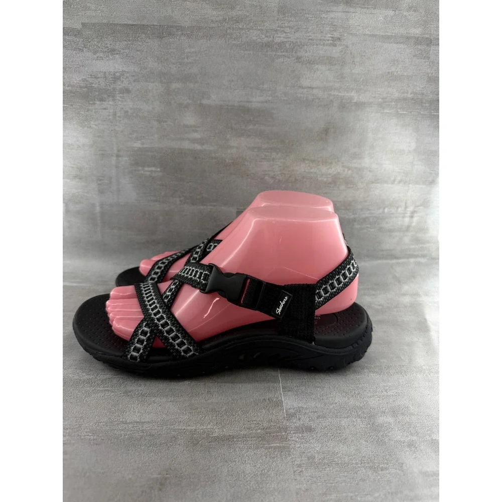 Skechers Outdoor Lifestyle Women Black White Strappy Sport Sandals Size 7